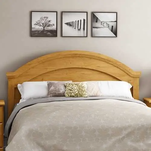 Country-Style Arch Headboard – Full/Queen Pine-Finished Upholstered Top 1