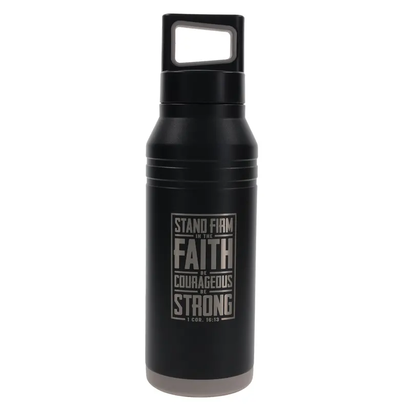Courage & Faith Stainless Steel Water Bottle: 'Stand Firm, Be Strong' 1