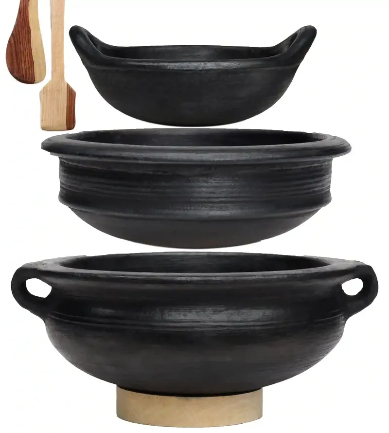 Craftsman Deep-Burned Clay Handi And Kadai – Traditional Cooking & Serving Set 1