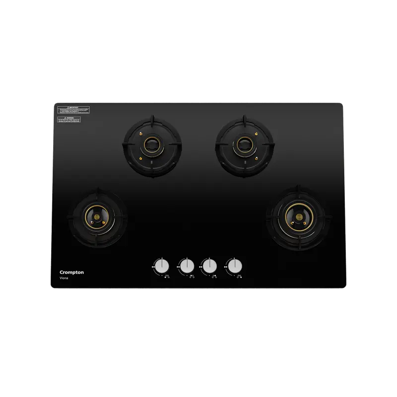 Crompton Hob Viona 82 Cm 4-Burner Glass Cooktop – Spacious, High-Efficiency Gas Range 1
