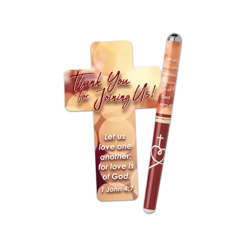 Cross-Shaped Pen And Bookmark Gift Set – 'Thank You For Joining Us' 1