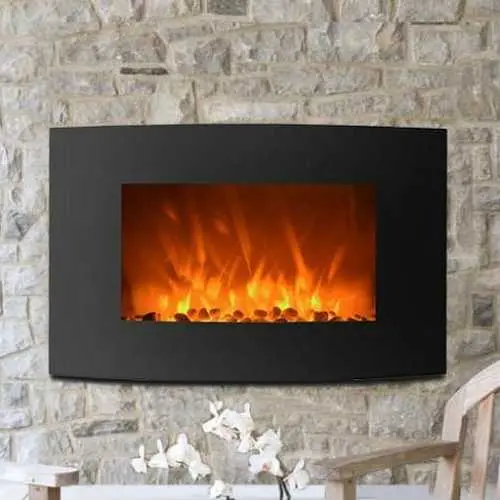 Curved Wall-Mount Electric Fireplace Heater – 35 Inch Width 1