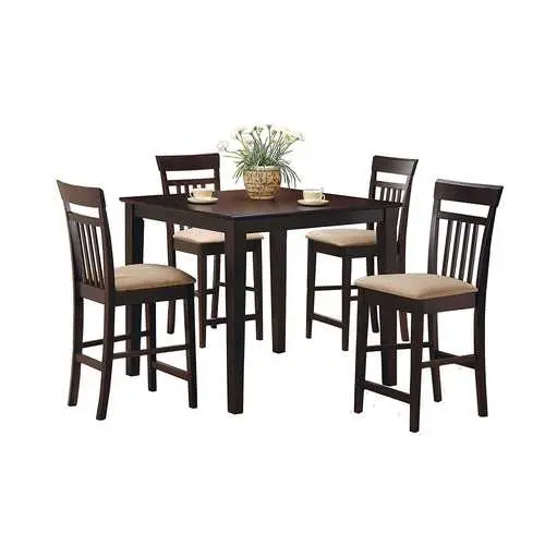 Dark Brown 5-Piece Dining Set Featuring Counter-Height Barstools 1