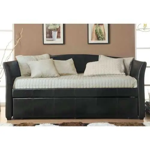 Dark Brown Faux Leather Twin Daybed With Pull-Out Trundle 1