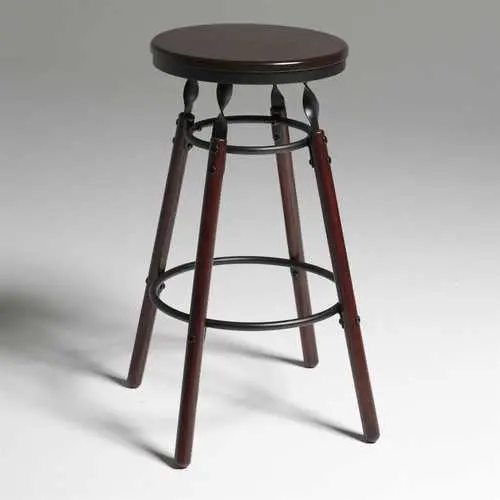 Dark Cherry Wood Barstool With 30-Inch Counter-Height Seat 1