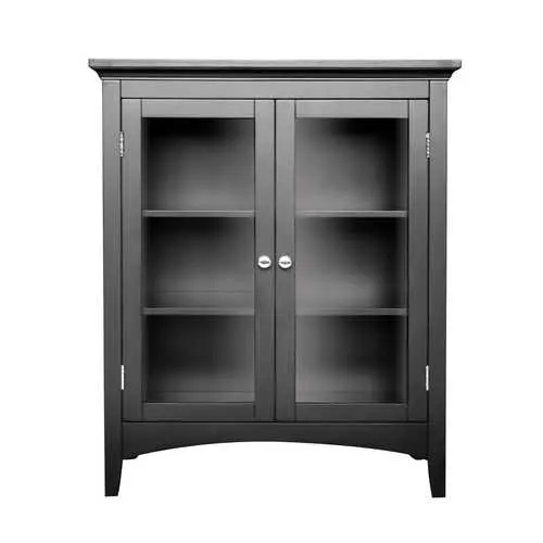 Dark Espresso Freestanding Bathroom Cabinet With Open Shelving And Concealed Storage 1