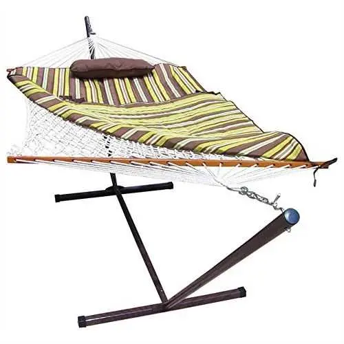 Desert Stripe Rope Hammock Set – Includes Stand, Pad & Pillow (55" X 144") 1