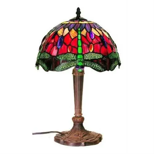 Dragonfly Tiffany-Style Table Lamp – Stained Glass Shade With Bronze Base 1