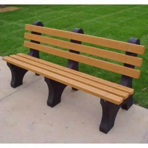 Eco-Conscious Cedar-Tone Plastic Park Bench – Commercial Grade, Usa Made 1