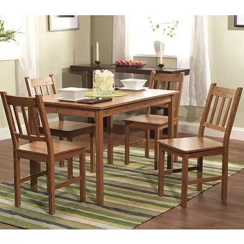 Eco-Conscious Solid Bamboo Dining Set – 5-Piece Configuration 1