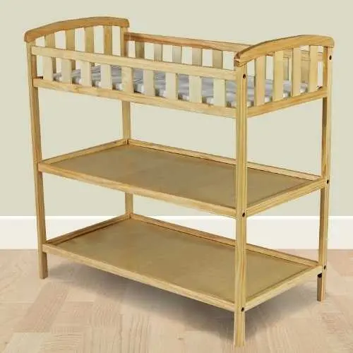 Eco-Friendly Natural Wood Baby Changing Table With Safety Rail 1