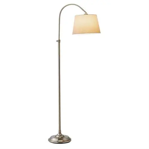 Elegant Arch Floor Lamp With White Linen Drum Shade 1