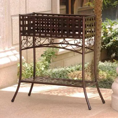 Elevated Bronze Plant Stand – Wrought Iron Tiered Planter For Indoor/Outdoor Use 1