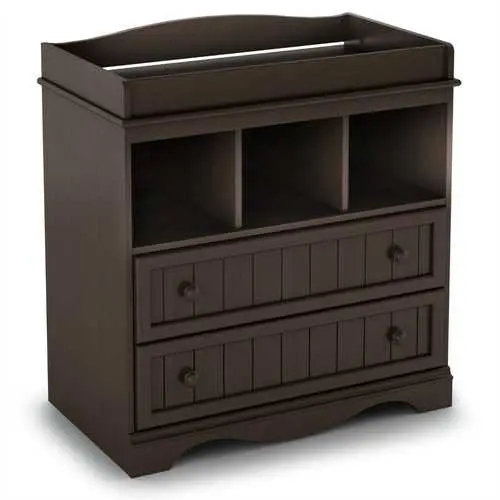 Espresso Baby Changing Table – 2-Drawer Nursery Organizer With Safety Features 1