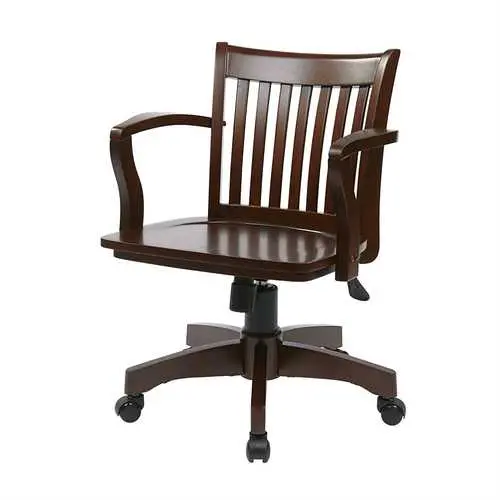 Espresso Banker’S Chair With Solid Wood Arms And Seat 1