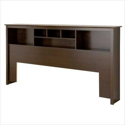 Espresso Bookcase Headboard For King Beds – Functional Bedroom Storage Unit 1