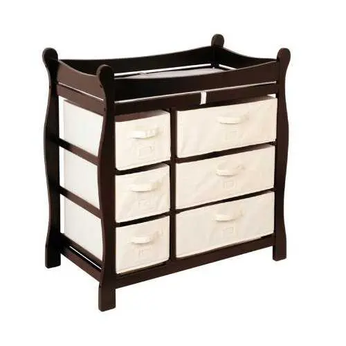 Espresso Diaper Changing Station – 6-Basket Organizer For Nursery Use 1