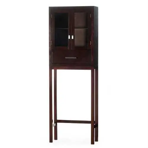 Espresso-Finished Over-The-Toilet Bathroom Storage Cabinet – Space-Saving Modern Design 1