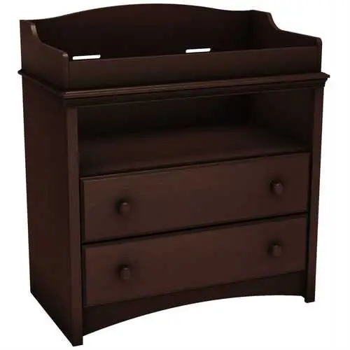Espresso Two-Drawer Diaper Changing Table – Compact Baby Nursery Furniture 1