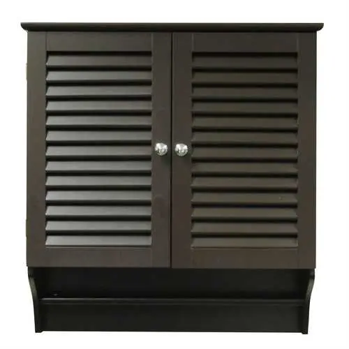 Espresso Wall-Mounted Bathroom Cabinet – Includes Shelves & Towel Bar 1