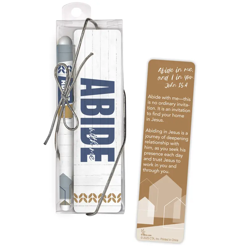 Faith-Filled Bookmark And Pen Set – 'Abide With Me' Inspirational Gift 1