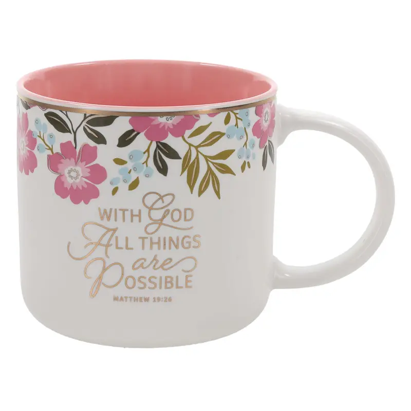 Faith-Inspired Floral Ceramic Mug With Rosy Interior 1