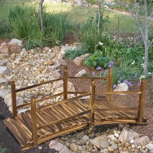 Five-Foot Solid Wood Garden Bridge With Handrails For Landscaping 1