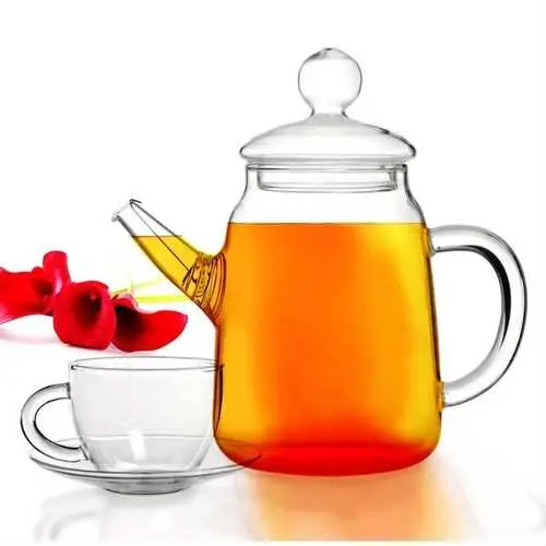 Five-Piece Glass Tea Set: Teapot, Teacups, And Matching Saucers 1