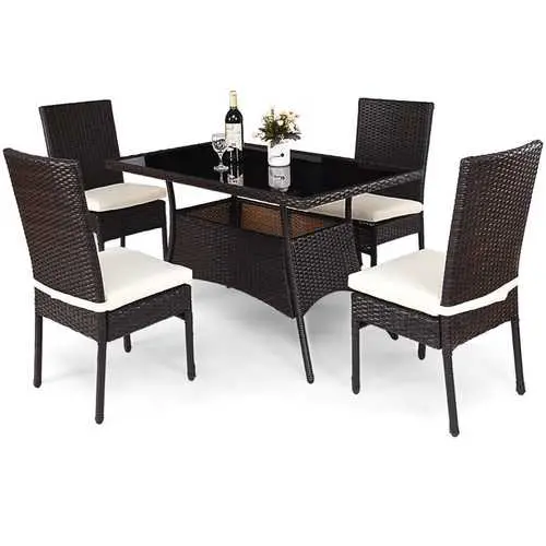 Five-Piece Modern Pe Rattan Outdoor Dining Set – All-Weather Wicker 1