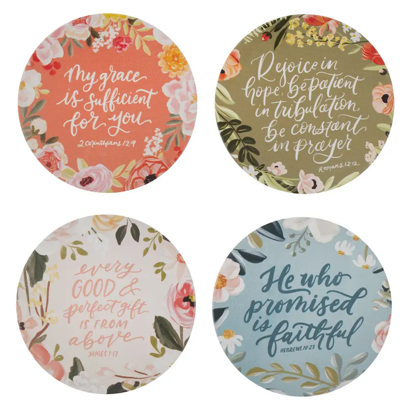 Floral Love Ceramic Coaster Set – Four-Piece Assorted Design 1