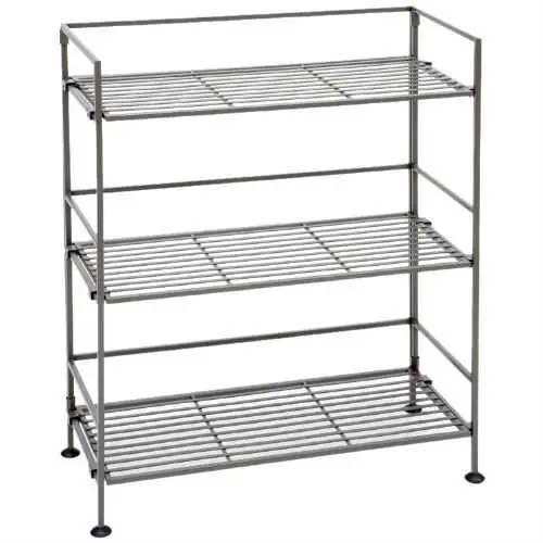 Folding Iron Bookcase: 3-Shelf Rectangular Metal Storage Unit 1