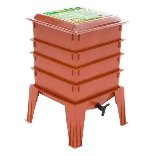 Food-Grade Plastic Worm Composting Bin In Terra Cotta Color 1