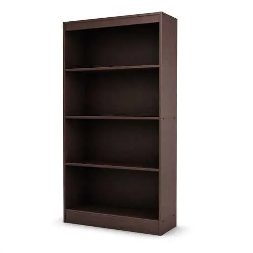 Four-Shelf Bookcase In Rich Dark Chocolate Finish 1