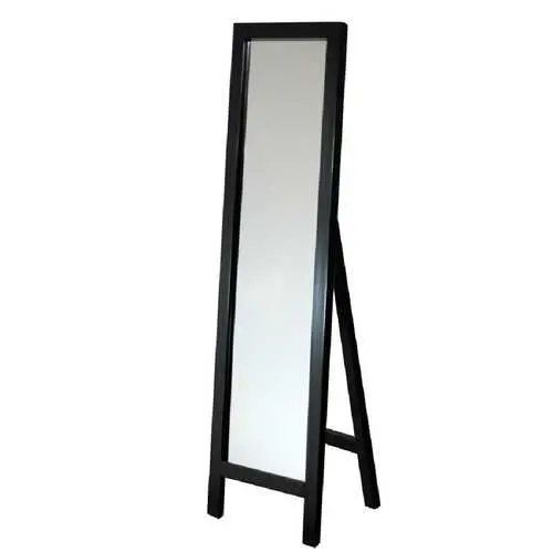 Freestanding Floor Mirror With Espresso-Stained Wood Frame 1