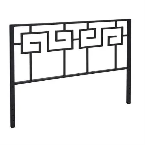 Full Greek Key–Inspired Black Metal Headboard 1