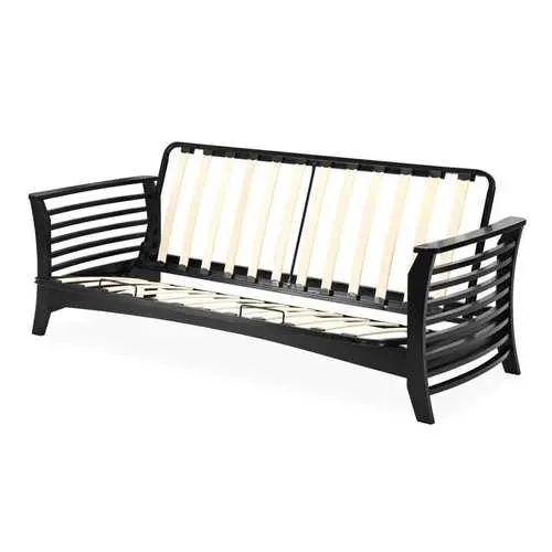 Full Modern Futon Frame With Flared Hardwood Arms & Slatted Base 1
