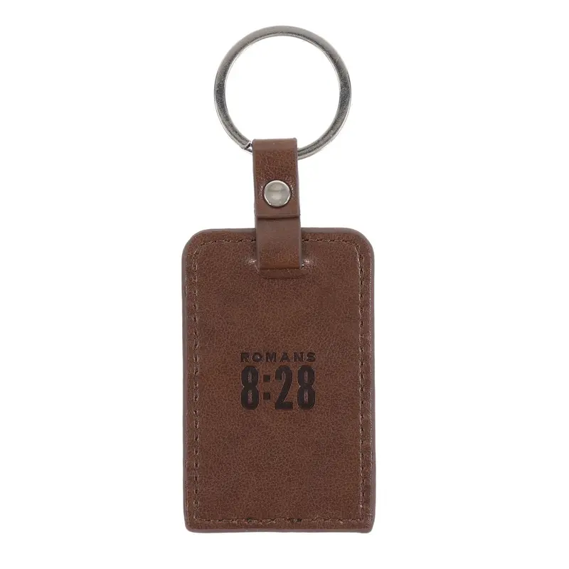 'God Works All Things For Good' Faux Leather Keychain – Scripture-Based 2