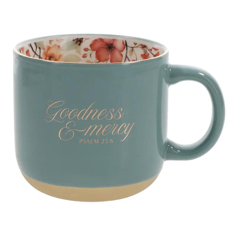 'Goodness And Mercy' Green Ceramic Mug – Psalm-Inspired Design 1