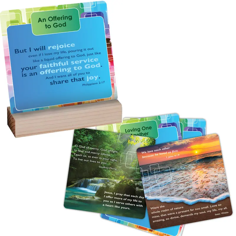 Gratitude Reflection Cards With Natural Wooden Display Stand 1