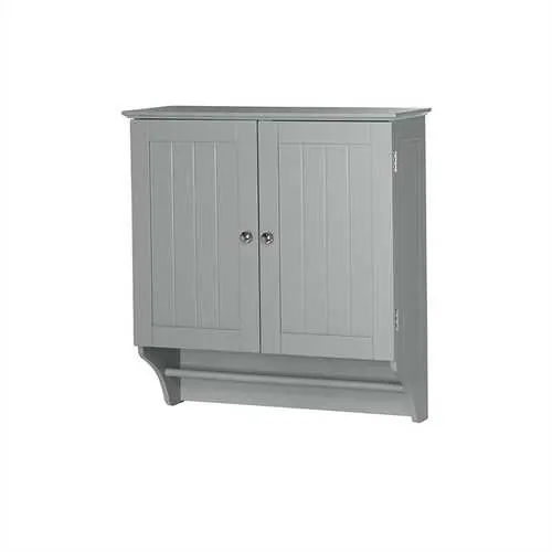 Gray Wall-Mounted Bathroom Cabinet – Two-Door Storage With Integrated Towel Bar 1