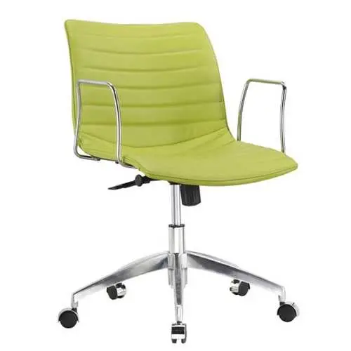 Green Faux Leather Office Chair – Mid-Back, 26.7-Inch Curved Seat 1