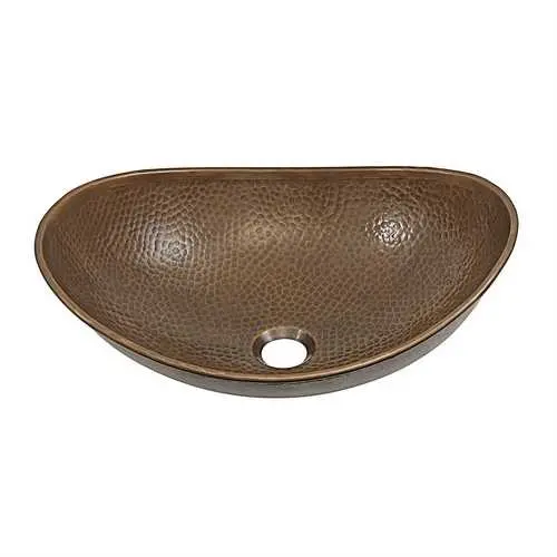 Hammered Copper Oval Vessel Sink – 19" X 14" Bathroom Statement Fixture 1