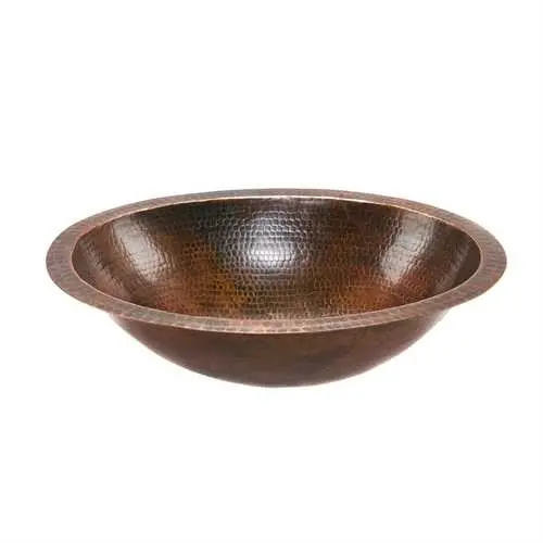 Hand-Hammered Oval Copper Vessel Sink For Bathroom – 17" X 12" 1