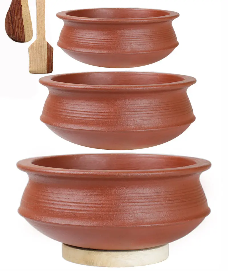 Handmade Red Clay Pot Set – 2L & 4L Natural Earthen Pots For Traditional Cooking 4