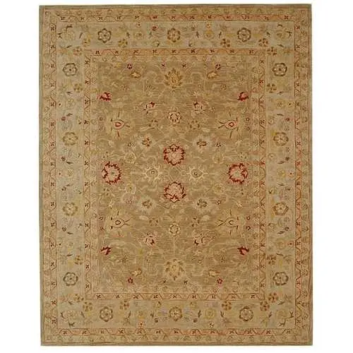 Handwoven Tan And Ivory Wool Area Rug – 9' X 12' Ancestry Style 1