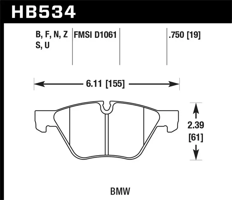 Hawk Performance Hb534N.750 Hp Plus Disc Brake Pad 0.750 Thickness 1
