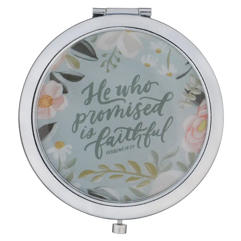 'He Who Promised Is Faithful' Compact Mirror – Portable Encouragement 1