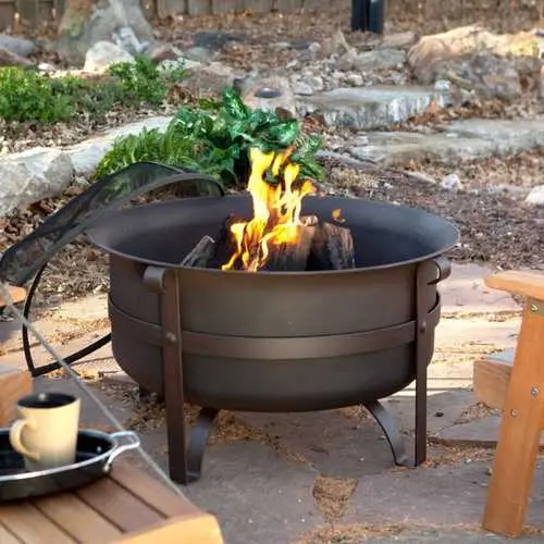 Heavy-Duty 34-Inch Steel Fire Pit Kit With Spark Screen & Protective Cover 1
