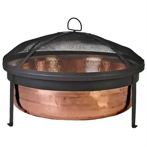 Heavy-Duty Solid Copper Fire Pit Kit With Stand, Screen, And Cover 1