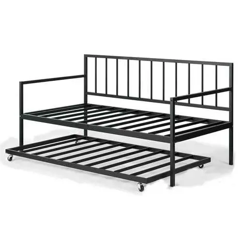 Heavy-Duty Twin Metal Daybed With Integrated Roll-Out Trundle 1
